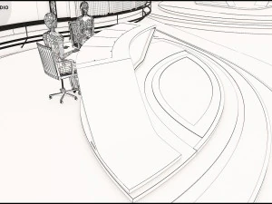 Virtual TV Studio News Set 35 3D Model