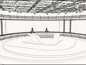 Virtual TV Studio News Set 35 3D Model