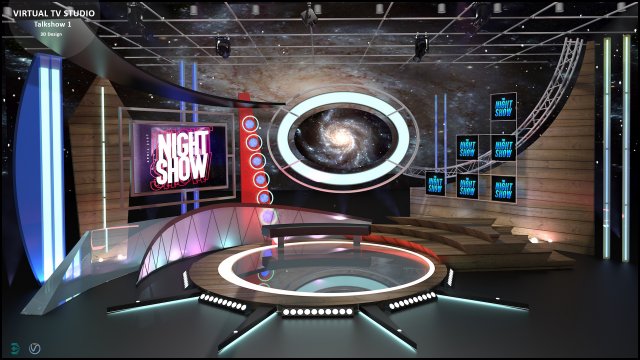 Virtual TV Studio Talkshow 1 3D Model .c4d .max .obj .3ds .fbx .stl .blend 