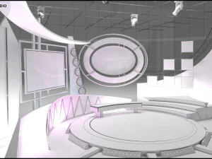 Virtual TV Studio Talkshow 1 3D Model