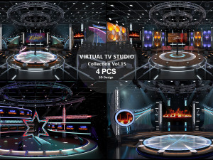 Virtual TV Studio Sets - Collection Vol 15 - 4 PCS DESIGN Modèle 3D