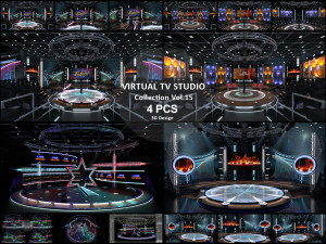 Virtual TV Studio Sets - Collection Vol 15 - 4 PCS DESIGN Model 3D