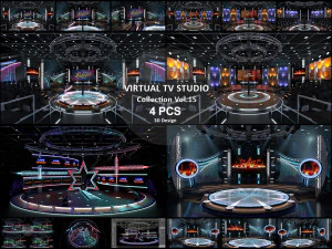 Virtual TV Studio Sets - Collection Vol 15 - 4 PCS DESIGN 3D Model