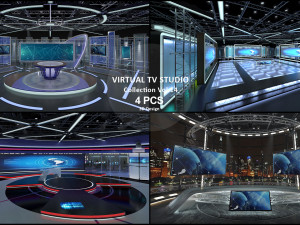 Virtual TV Studio Sets - Collection Vol 14 - 4 PCS DESIGN 3D Model