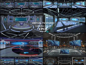 Virtual TV Studio Sets - Collection Vol 14 - 4 PCS DESIGN 3D Model
