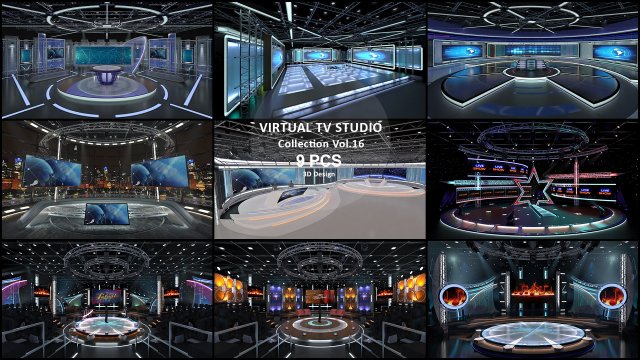 Virtual TV Studio Sets - Collection Vol 16 - 9 PCS DESIGN 3Dモデル .c4d .max .obj .3ds .fbx .stl .blend 