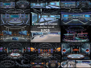 Virtual TV Studio Sets - Collection Vol 16 - 9 PCS DESIGN 3D Model