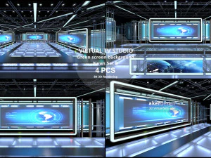 Virtual TV Studio Sets - Collection Vol 16 - 9 PCS DESIGN 3D Model