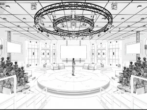 Virtual TV Studio Sets - Collection Vol 16 - 9 PCS DESIGN 3D Model