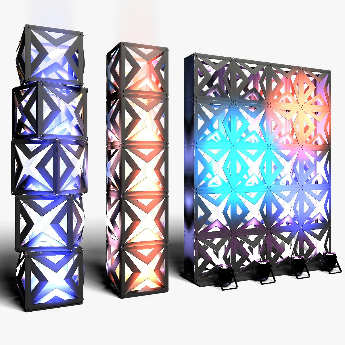 Stage Decor 17 - Modular Wall Column 3D Model .c4d .max .obj .3ds .fbx .stl .blend
