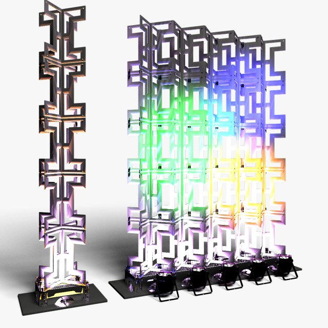 Stage Decor 26 - Modular Wall Column 3D Model .c4d .max .obj .3ds .fbx .stl .blend 