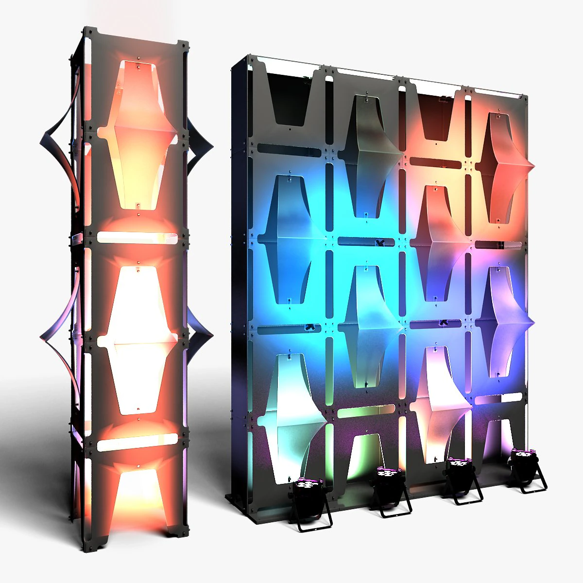 Stage Decor 31 - Modular Wall Column 3D Model .c4d .max .obj .3ds .fbx .stl .blend 