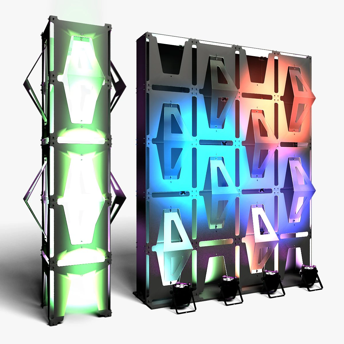 Stage Decor 33 - Modular Wall Column 3D Model .c4d .max .obj .3ds .fbx .stl .blend