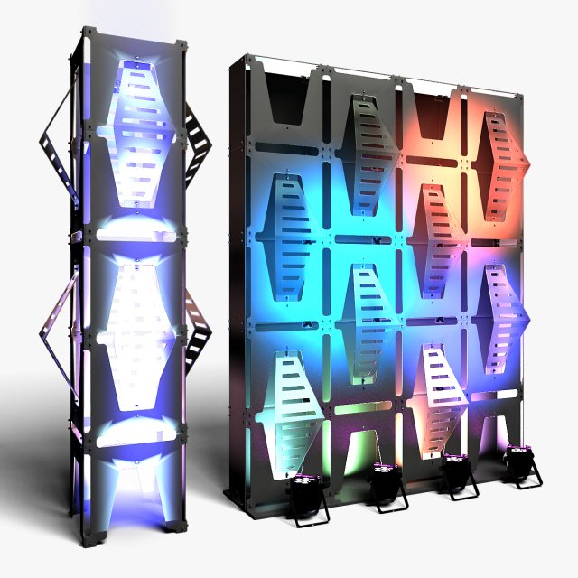 Stage Decor 34 - Modular Wall Column 3D Model .c4d .max .obj .3ds .fbx .stl .blend 