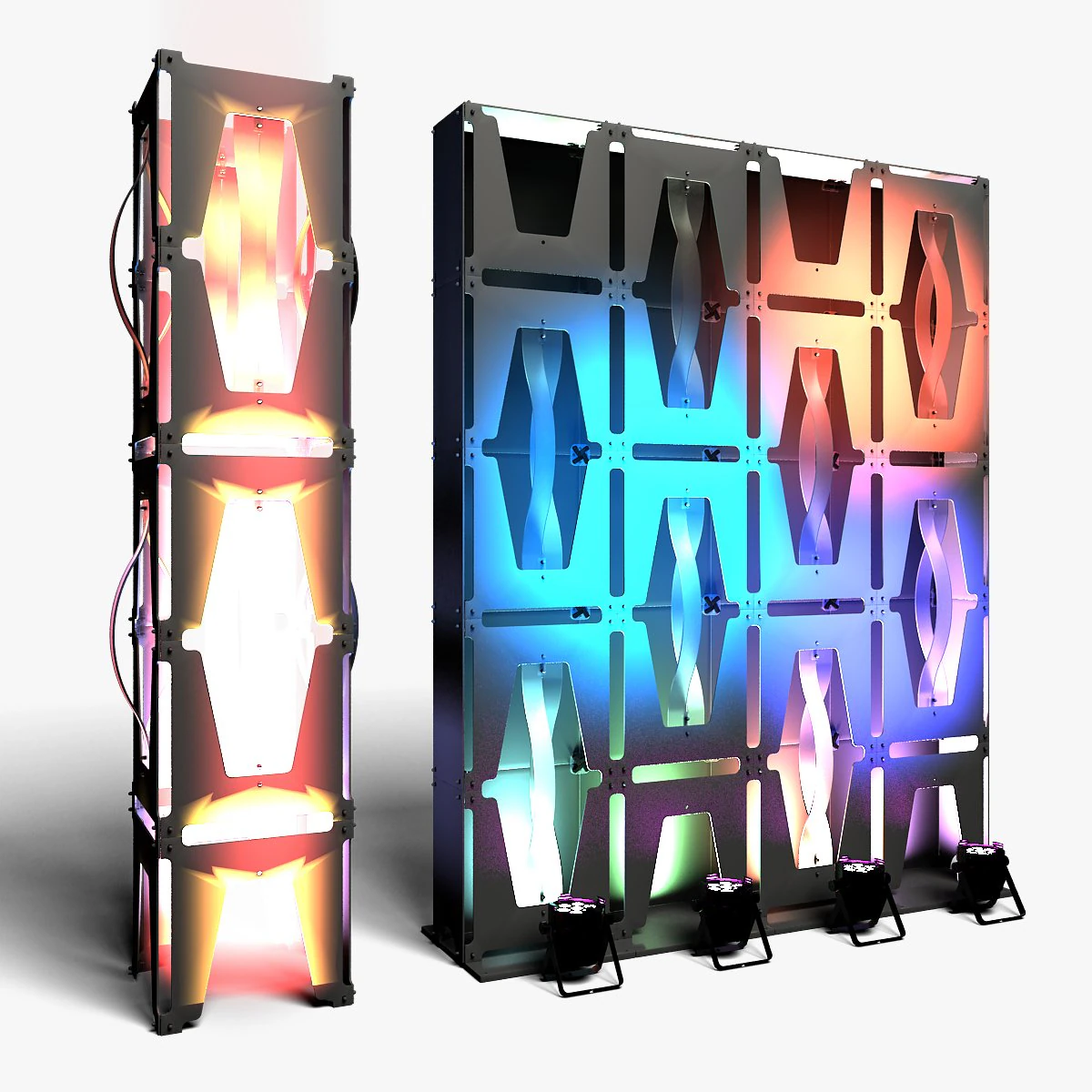 Stage Decor 36 - Modular Wall Column 3D Model .c4d .max .obj .3ds .fbx .stl .blend