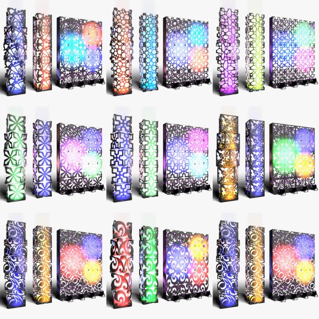 Stage Decor Collection 01 - Modular Wall Column 9 PCS Modelo 3D .c4d .max .obj .3ds .fbx .stl .blend 