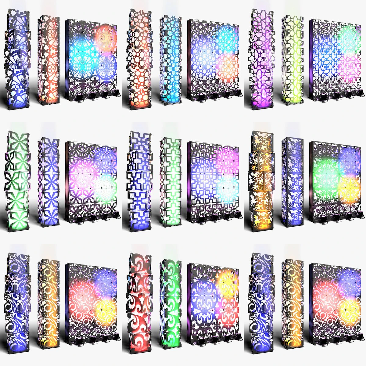 Stage Decor Collection 01 - Modular Wall Column 9 PCS 3D Model .c4d .max .obj .3ds .fbx .stl .blend