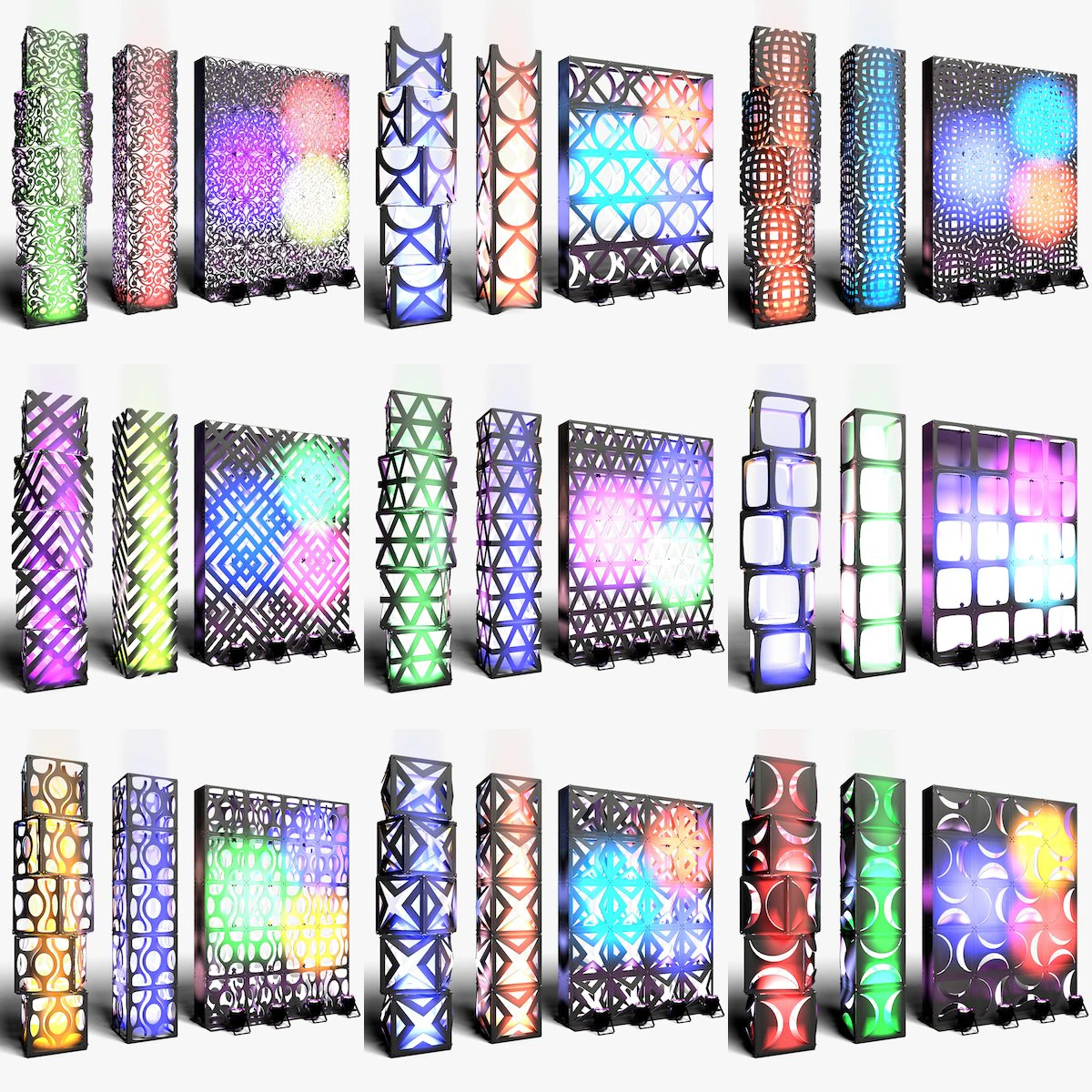 Stage Decor Collection 02 - Modular Wall Column 9 PCS 3D Model .c4d .max .obj .3ds .fbx .stl .blend
