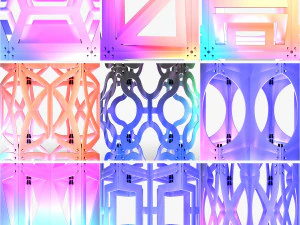 Stage Decor Collection 03 - Modular Wall Column 9 PCS 3D Model