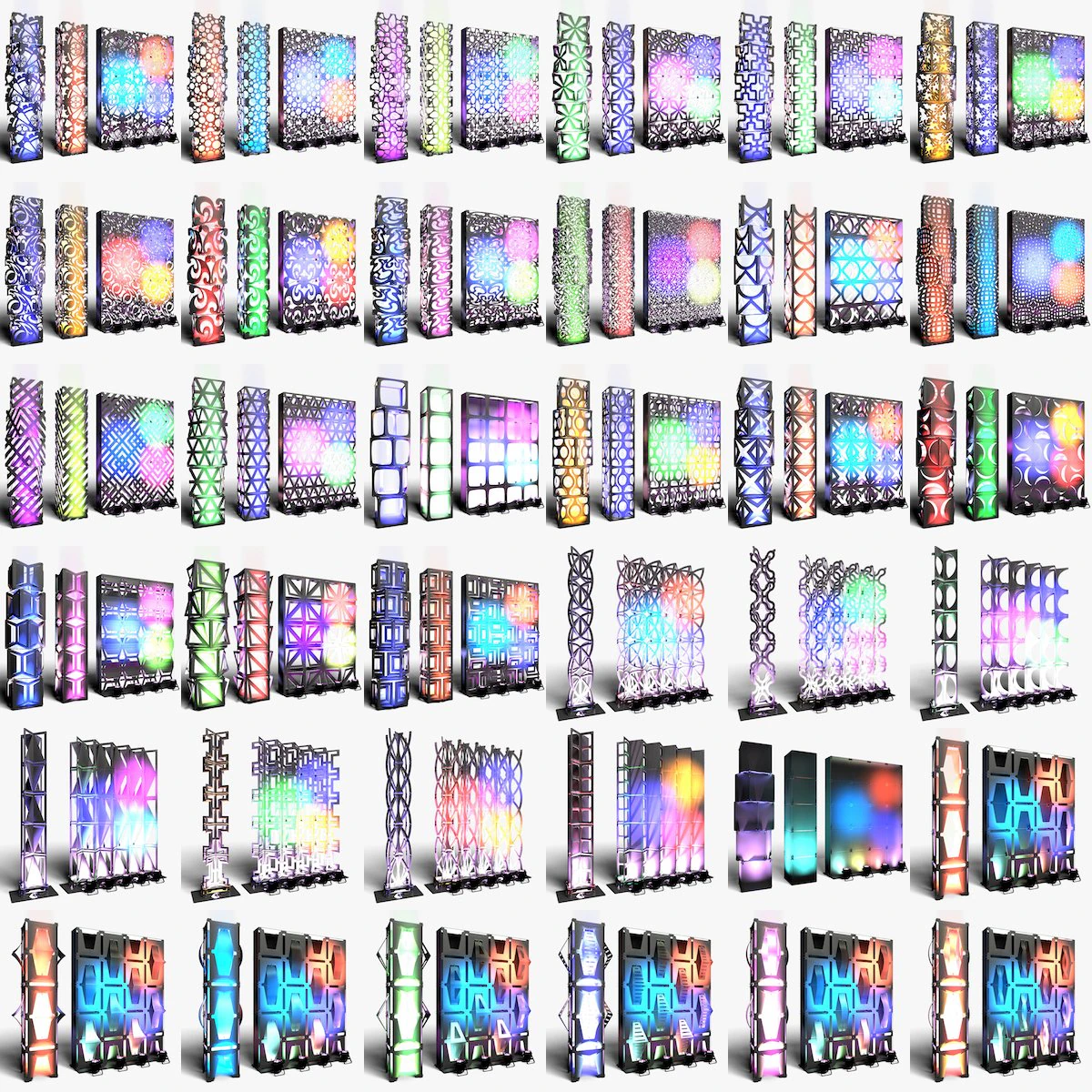 Stage Decor Collection 00 - Modular Wall Column 36 PCS 3D Model .c4d .max .obj .3ds .fbx .stl .blend 