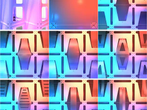 Stage Decor Collection 00 - Modular Wall Column 36 PCS 3D Model