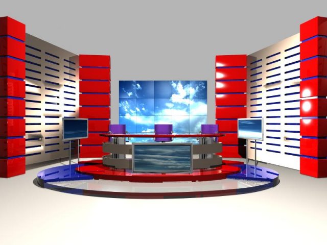 virtual tv studio news set 4 3D Model .c4d .max .obj .3ds .fbx .stl .blend 