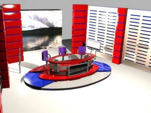 virtual tv studio news set 4 3D Model