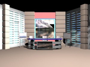 virtual tv studio news set 4 3D Model