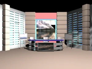 virtual tv studio news set 4 3D Model