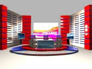 virtual tv studio news set 4 3D Model