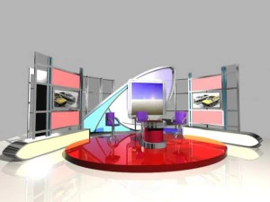 conjunto de noticias de estudio de televisi&oacute;n virtual 5 Modelo 3D