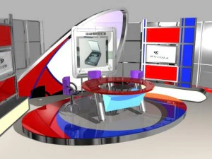 virtual tv studio news set 5 3D Model