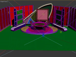 virtual tv studio news set 5 3D Model
