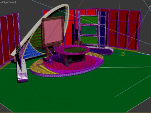 virtual tv studio news set 5 3D Model