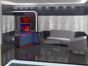 virtual tv studio news set 16 3D Model