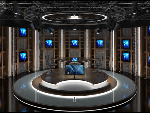 Virtual TV Studio Chat Set 17 3D Model