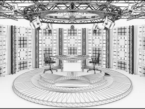 Virtual TV Studio Chat Set 17 3D Model