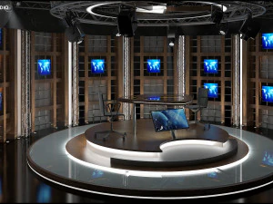 Virtual TV Studio Chat Set 17 3D Model