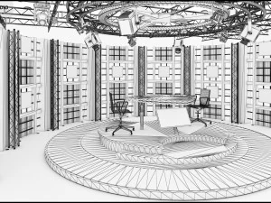 Virtual TV Studio Chat Set 17 3D Model