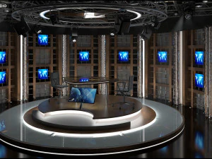 Virtual TV Studio Chat Set 17 3D Model