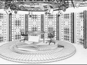 Virtual TV Studio Chat Set 17 3D Model