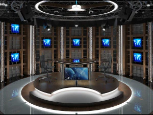 Virtual TV Studio Chat Set 17 3D Model