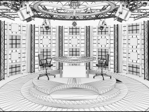 Virtual TV Studio Chat Set 17 3D Model