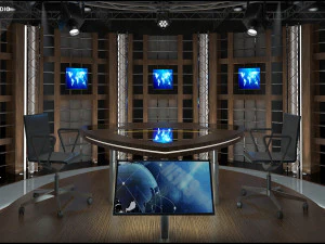 Virtual TV Studio Chat Set 17 3D Model