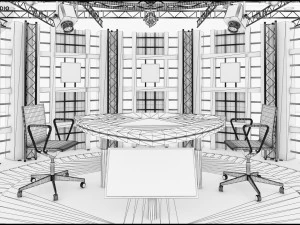 Virtual TV Studio Chat Set 17 3D Model
