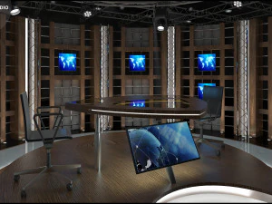 Virtual TV Studio Chat Set 17 3D Model