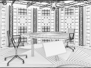 Virtual TV Studio Chat Set 17 3D Model