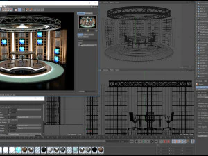 Virtual TV Studio Chat Set 17 3D Model