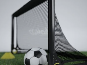 rede de gol de futebol port&aacute;til e bola com cone Modelo 3D