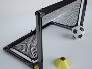 portable soccer goal net and ball with cone 3D 모델